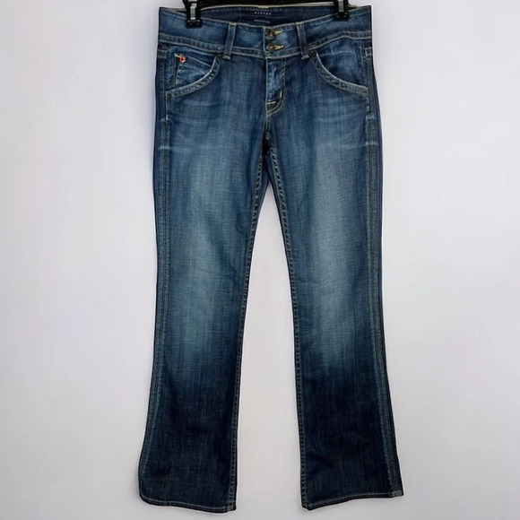 Hudson Jeans Denim - Hudson Dark Wash Bootcut Jeans Button Flap Pockets Size 27 Rise 7.5”